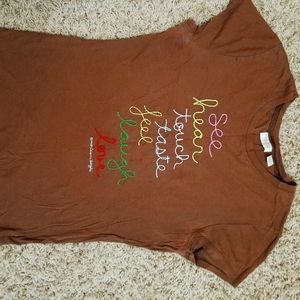 American Eagle Brown Embroidered Tee Size S